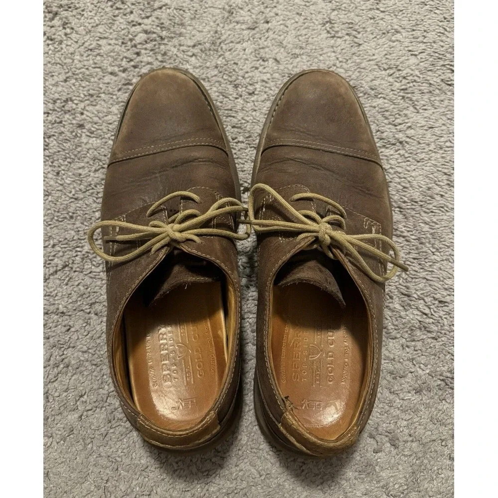 Sperry Oxfords Mens Size‎ 9 M Brown Gold Cup Wingtip Lambskin Lined Shoes 61440